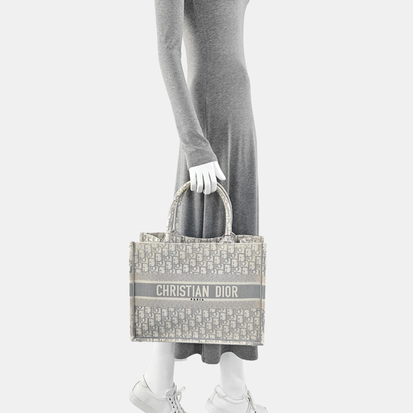 Book Tote Medium Oblique Canvas White