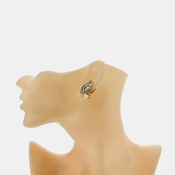 Twist Round Metal Gold Clip On Earrings