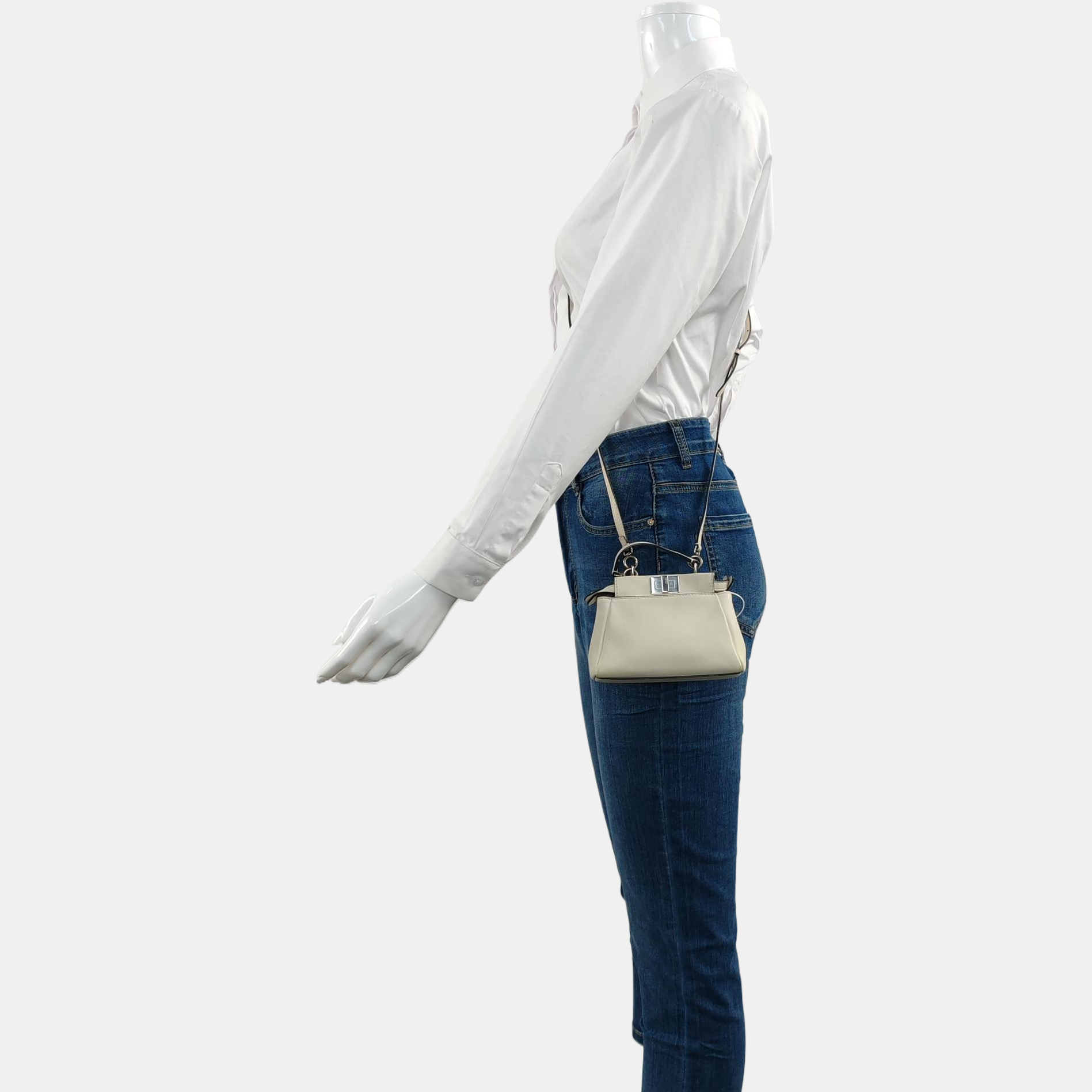 Authenticated pre-owned  Peekaboo Mini Calfskin White - Tote Bag at Looply