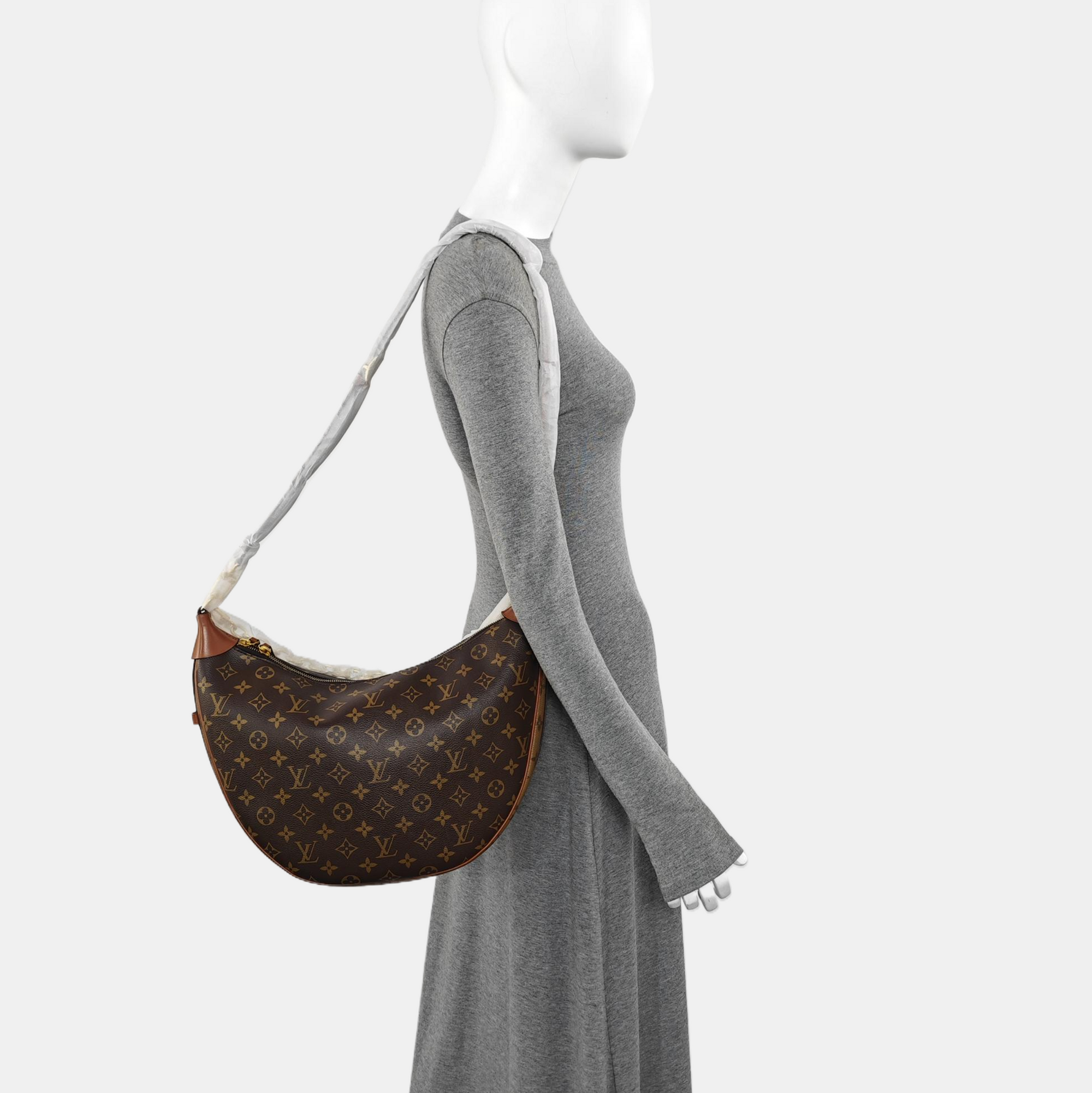 LOOP HOBO Monogram Coated Canvas Brown