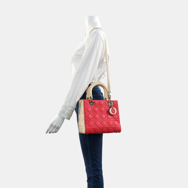 Authenticated pre-owned  Lady Dior Medium Cannage Lambskin Pink - Tote Bag at Looply
