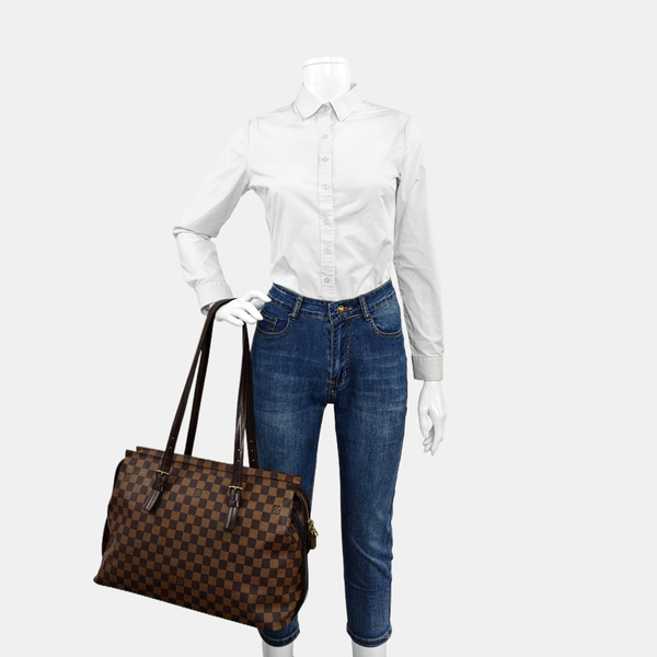 CHELSEA Damier Ebene Coated Canvas Brown