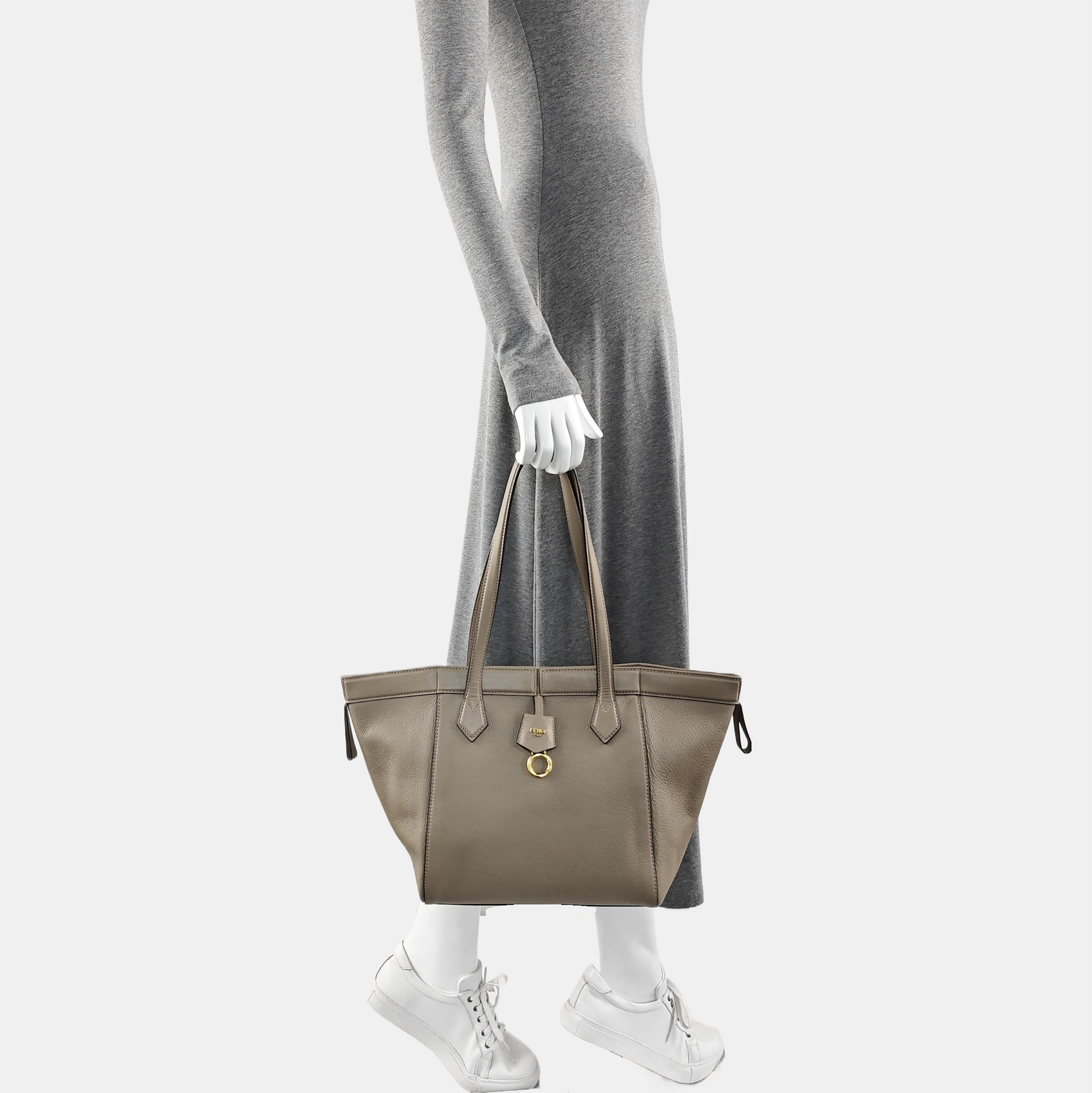 Leather Tote Bag Gray