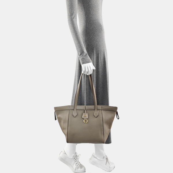 Leather Tote Bag Gray