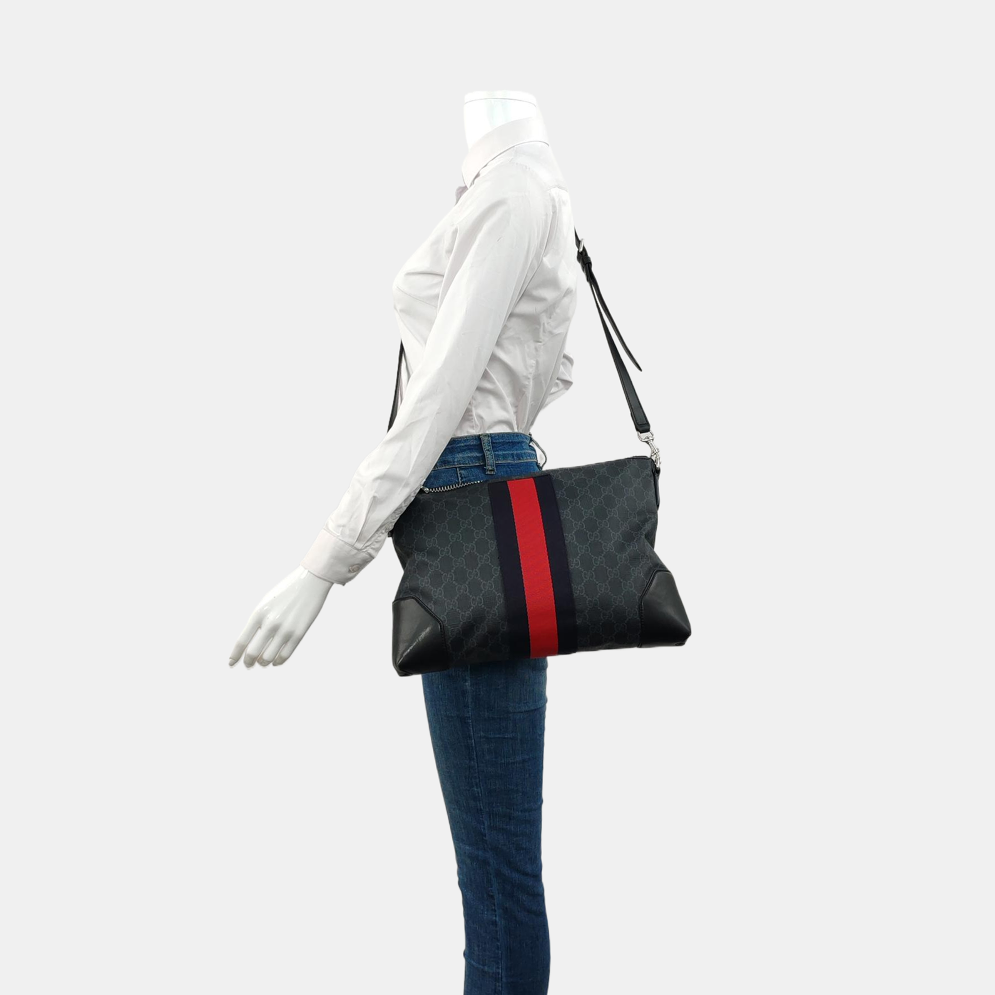 GG Supreme Monogram Coated Canvas Gray