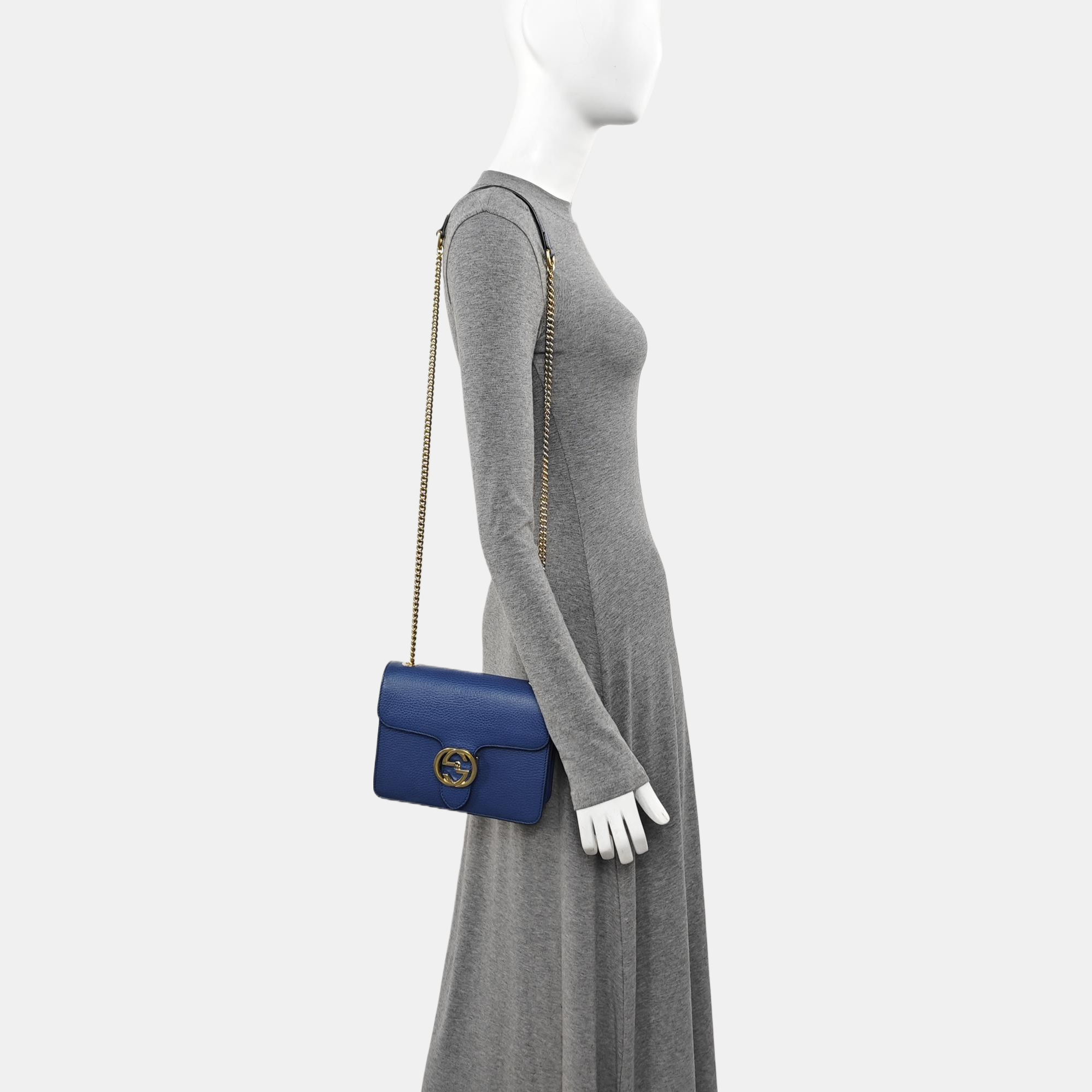 Interlocking G Small Calfskin Blue