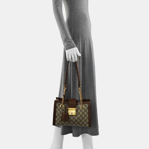 Padlock Small Monogram Coated Canvas Beige