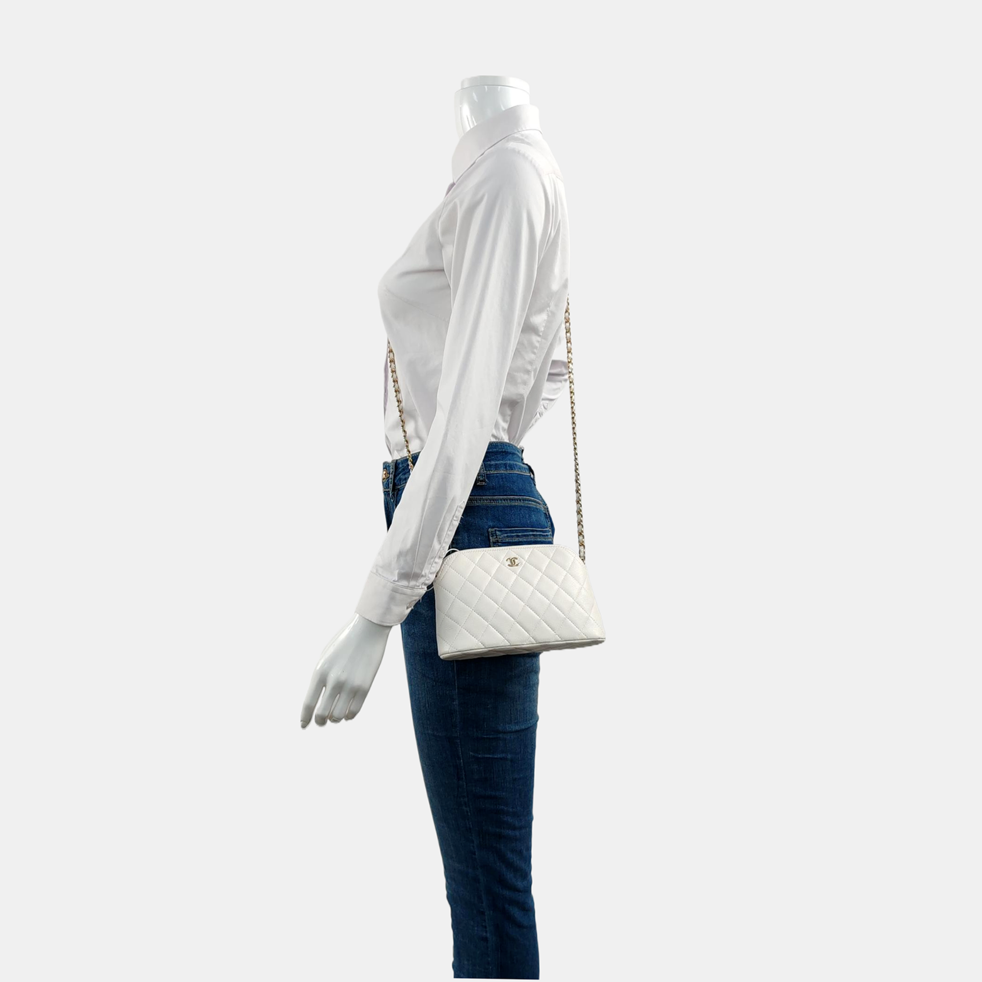 Quilted Grained Calfskin White