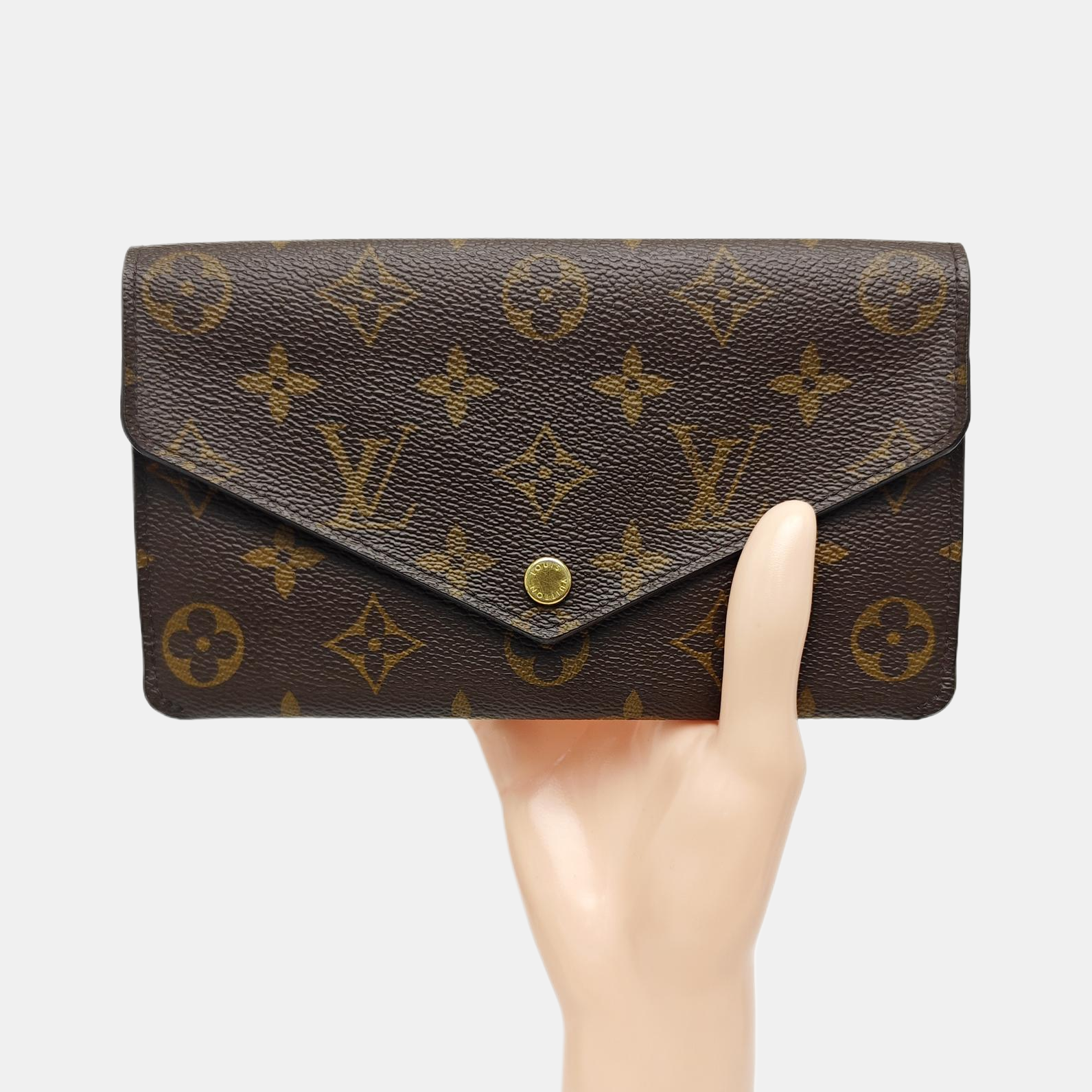 SARAH Monogram Coated Canvas Brown Wallet