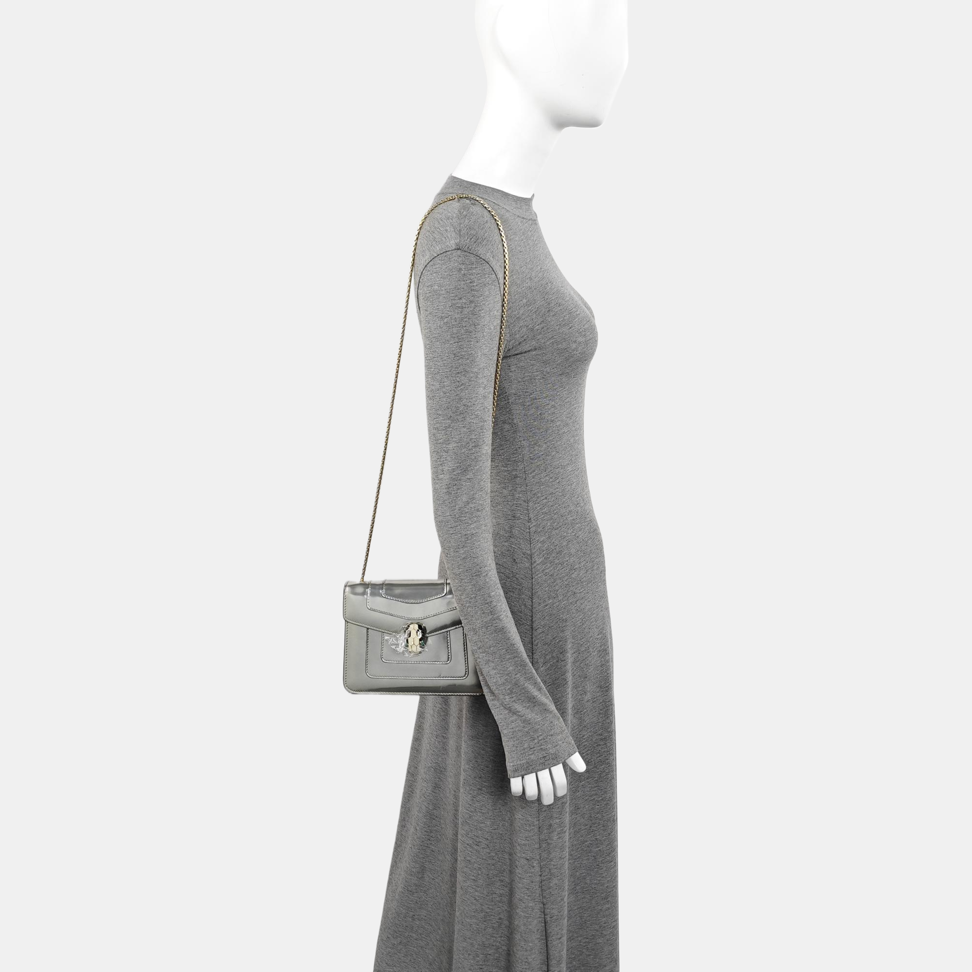 SERPENTI FOREVER Small Patent Leather Silver