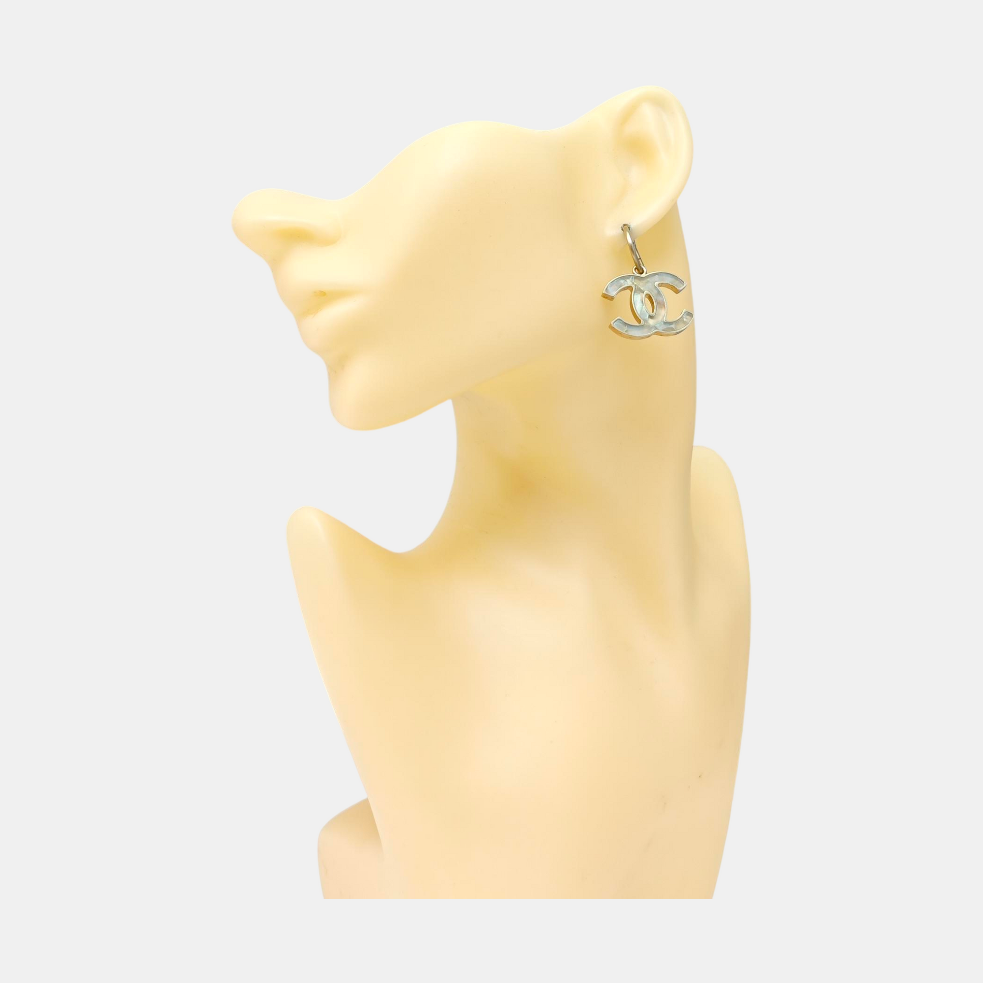 CC Logo Resin Green Stud Earrings