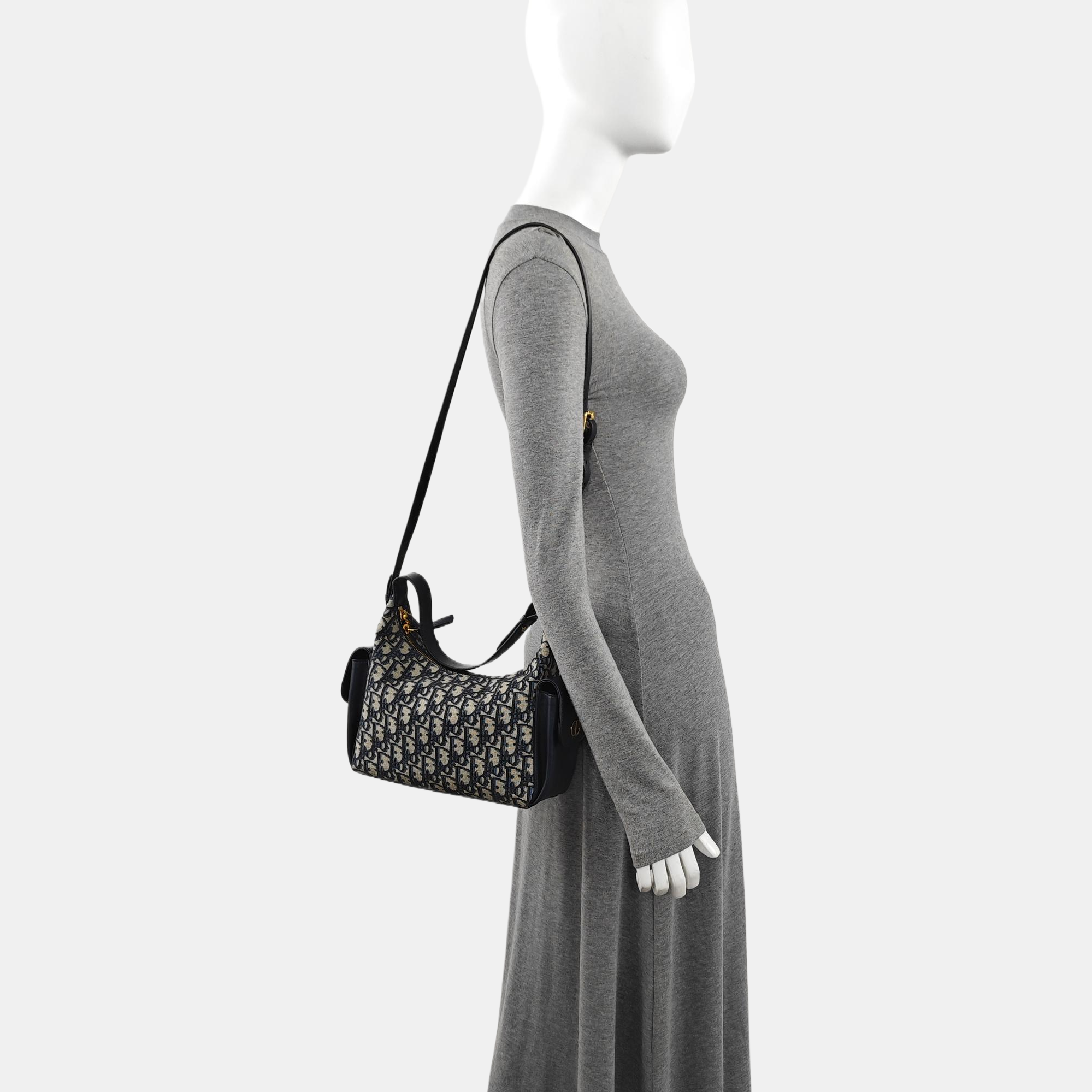 Oblique Canvas Shoulder Bag Medium Beige