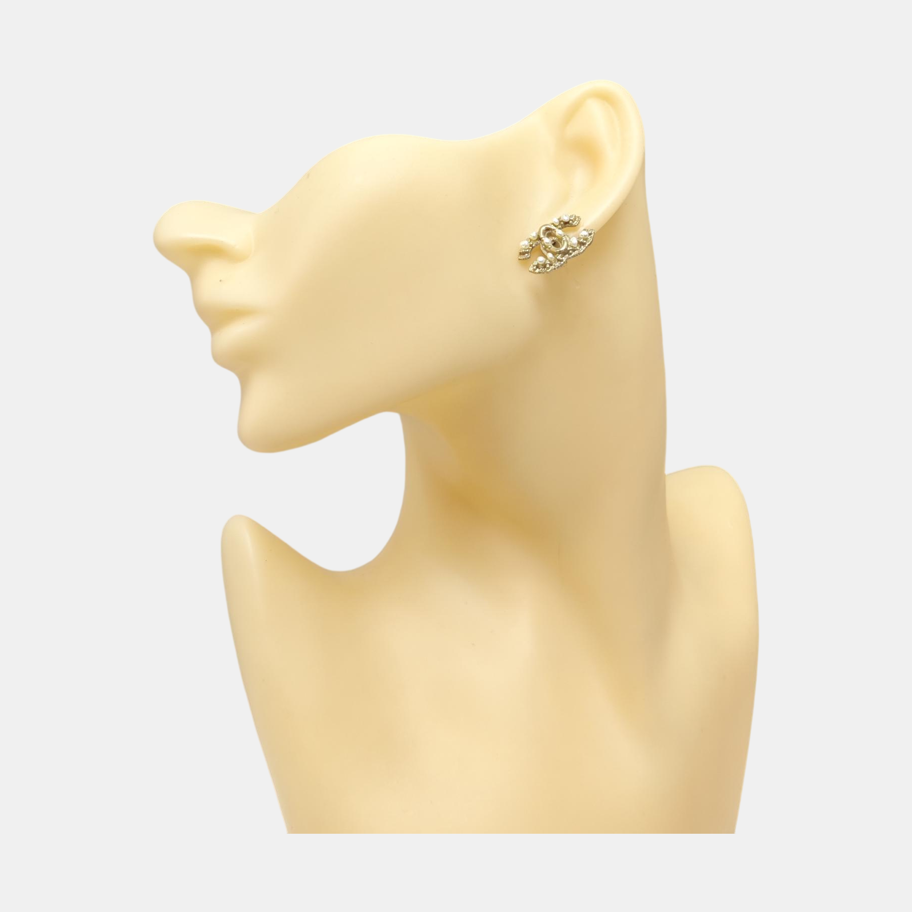 CC Logo Metal Gold Stud Earrings