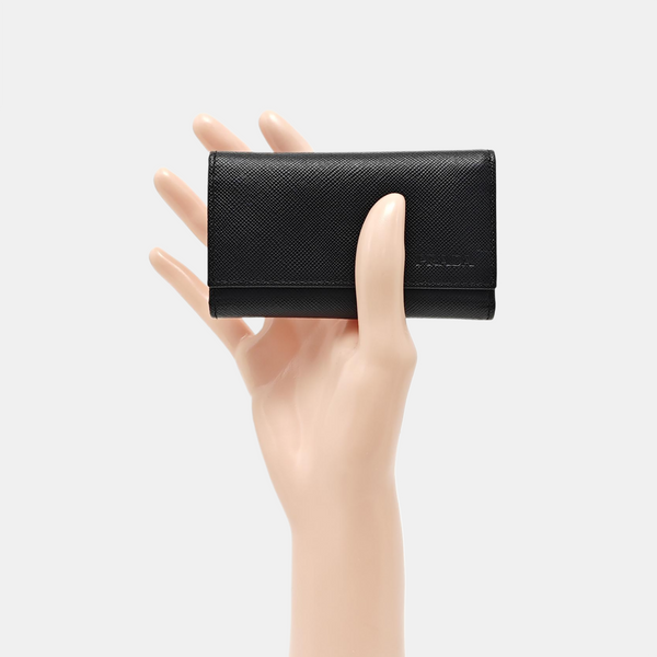Saffiano Calfskin Key Pouch Black