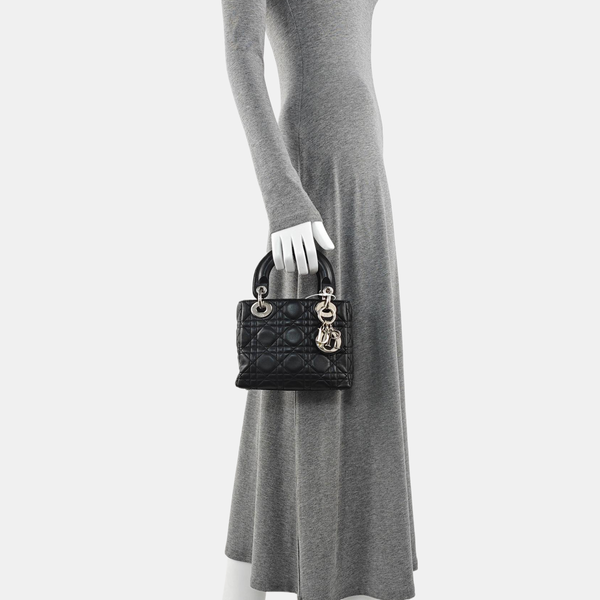 Lady Dior Mini Cannage Lambskin Black