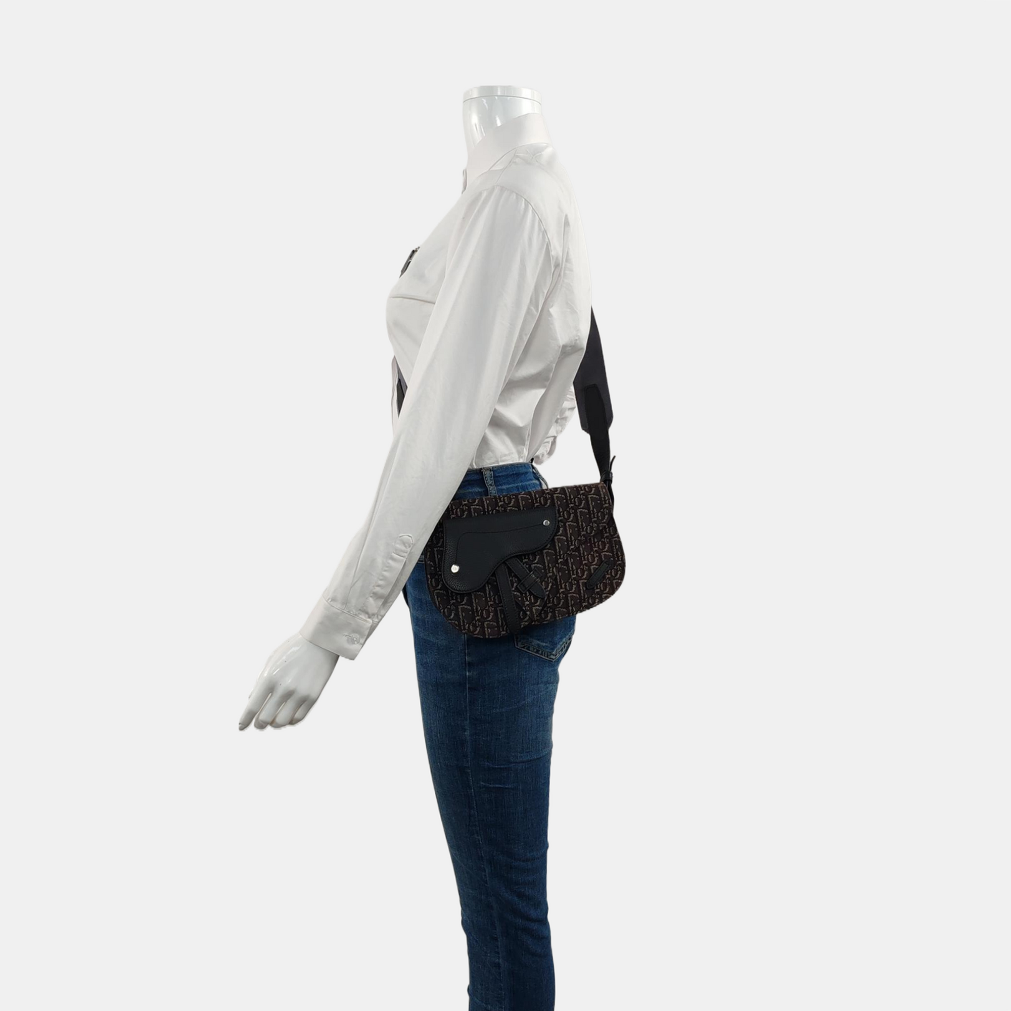 Authenticated pre-owned  Saddle Large Oblique Canvas Gray - Shoulder Bag at Looply