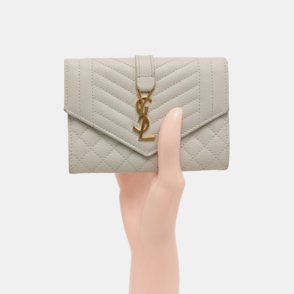 ENVELOPE Small Chevron Calfskin White Wallet