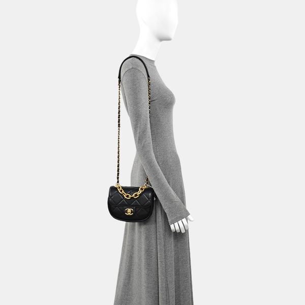 Quilted Calfskin Shoulder Bag Black