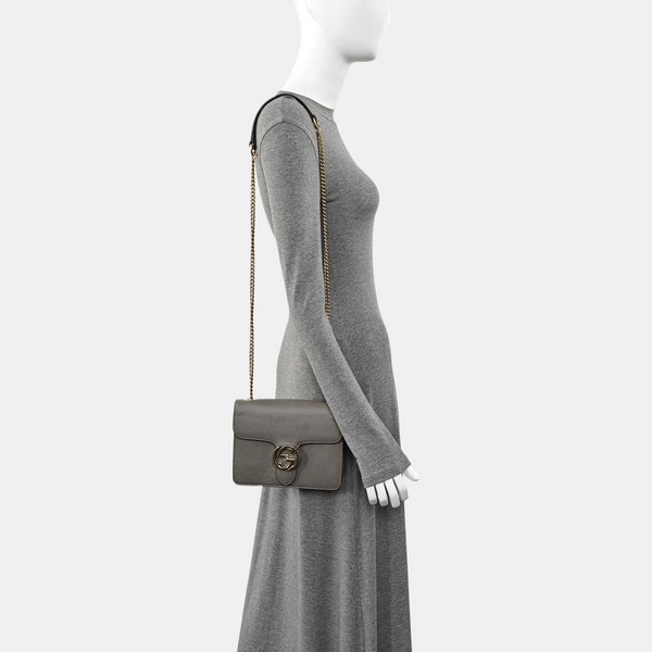 Interlocking G Small Calfskin Gray