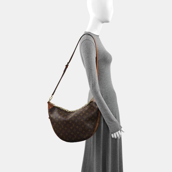 LOOP HOBO Monogram Coated Canvas Brown