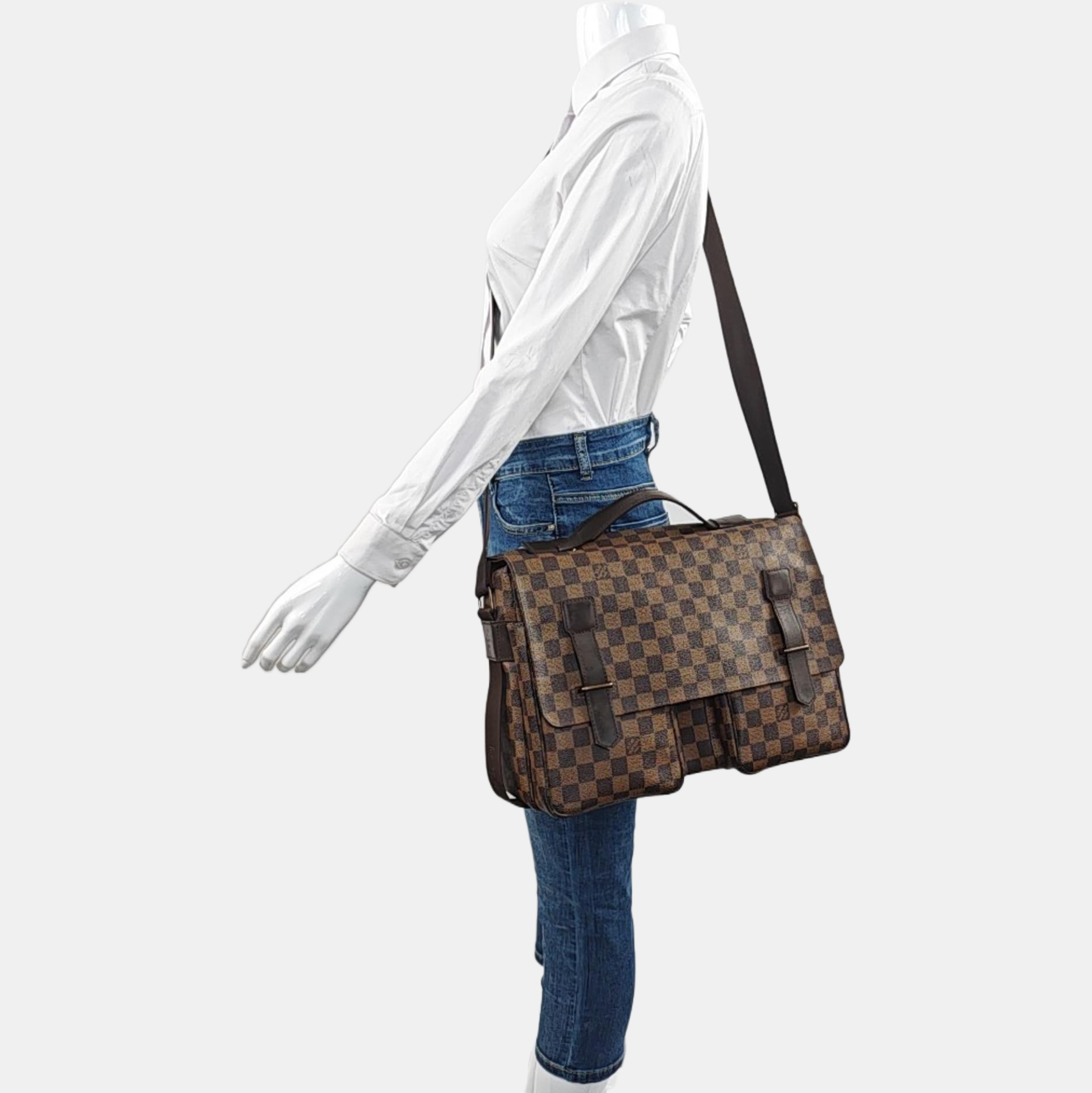 BROADWAY Damier Ebene Coated Canvas Brown