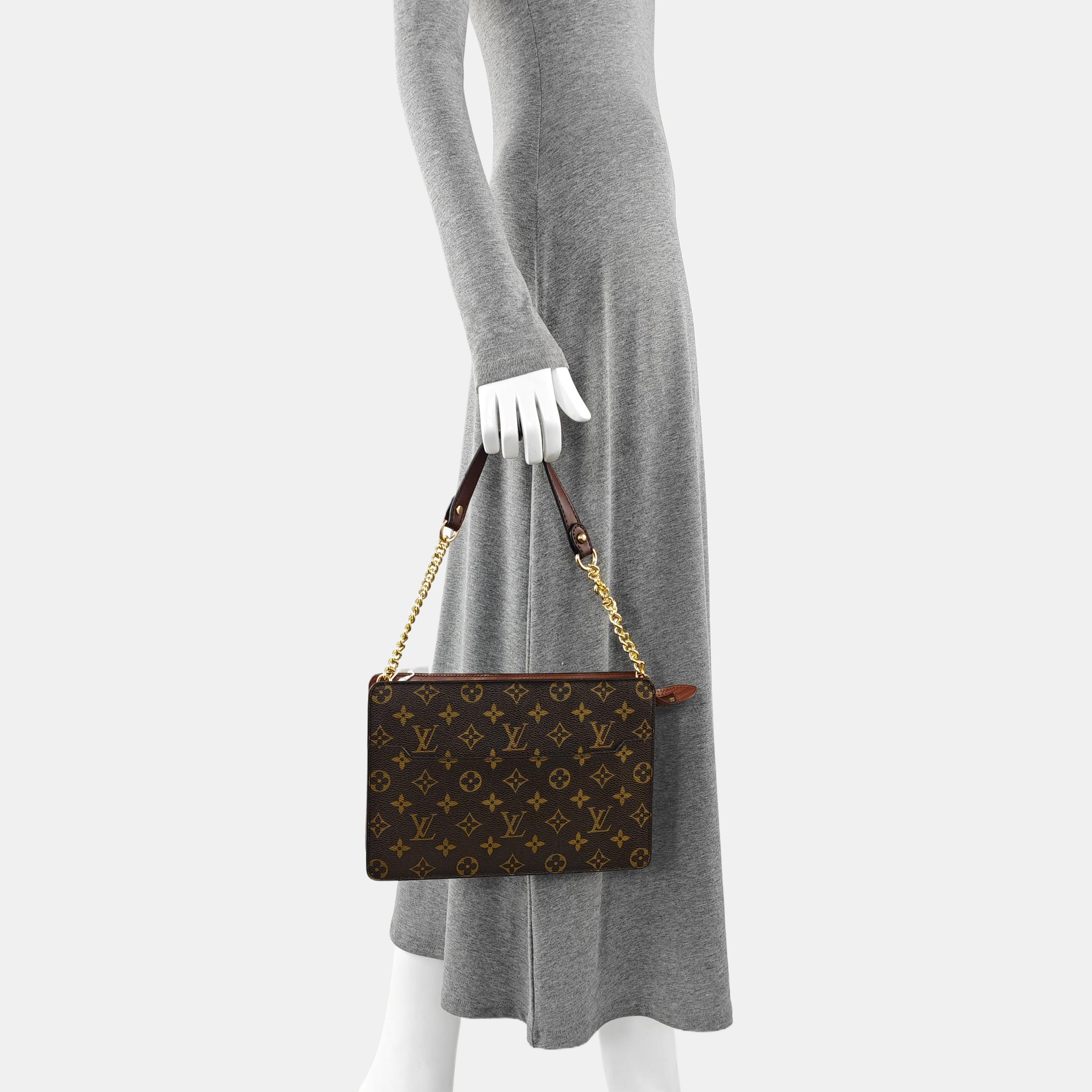 Monogram Coated Canvas Clutch Brown