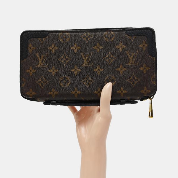 Monogram Coated Canvas Clutch Brown