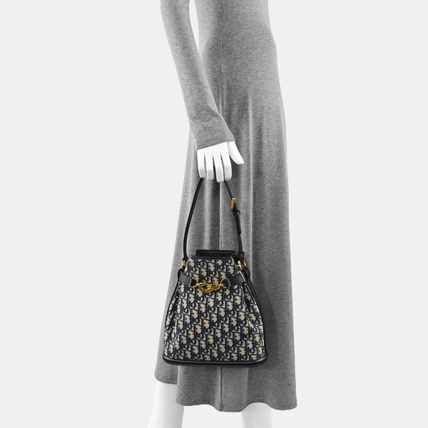 C'est Dior Medium Oblique Canvas Blue
