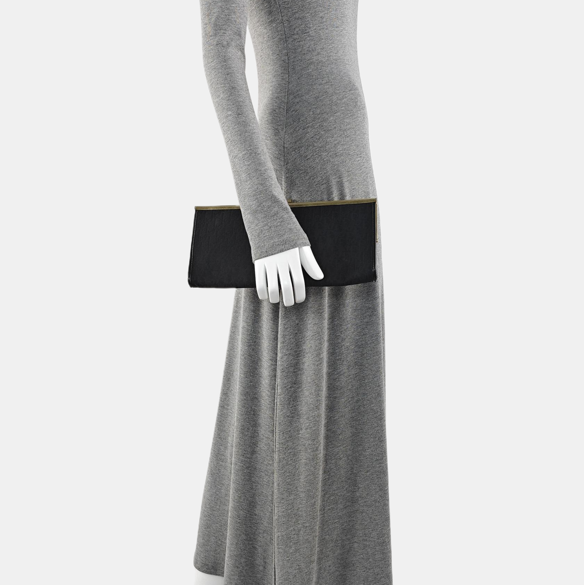 Oblique Canvas Clutch Black