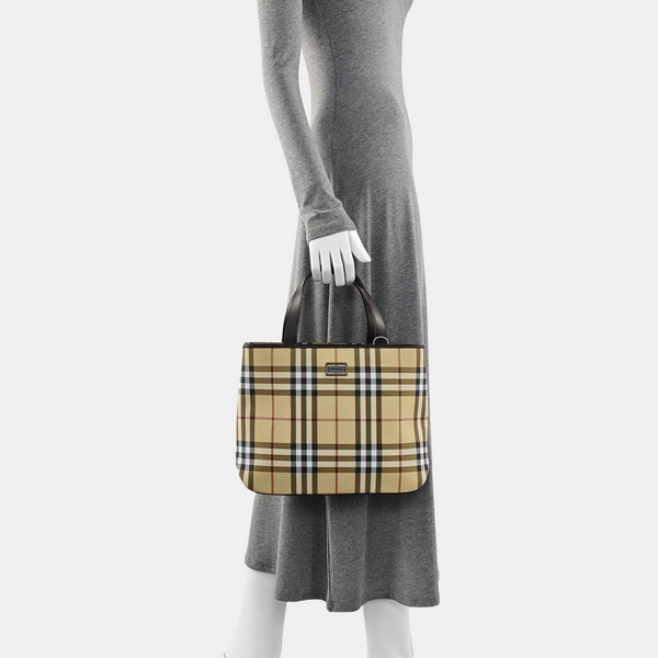 Coated Canvas Tote Bag Beige