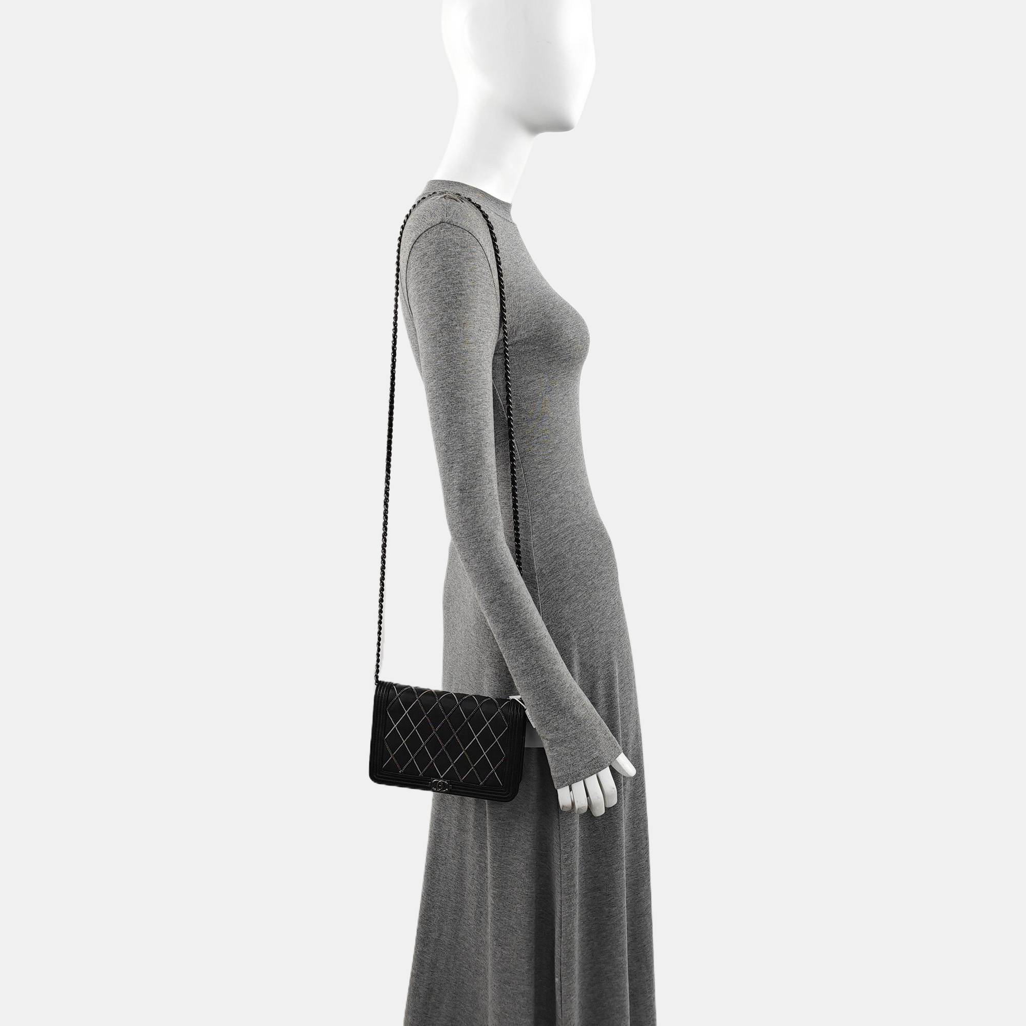 Quilted Calfskin Shoulder Bag Black