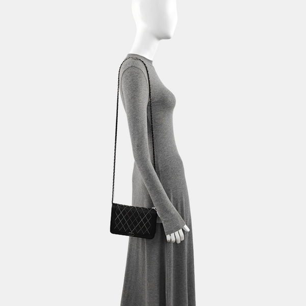 Quilted Calfskin Shoulder Bag Black