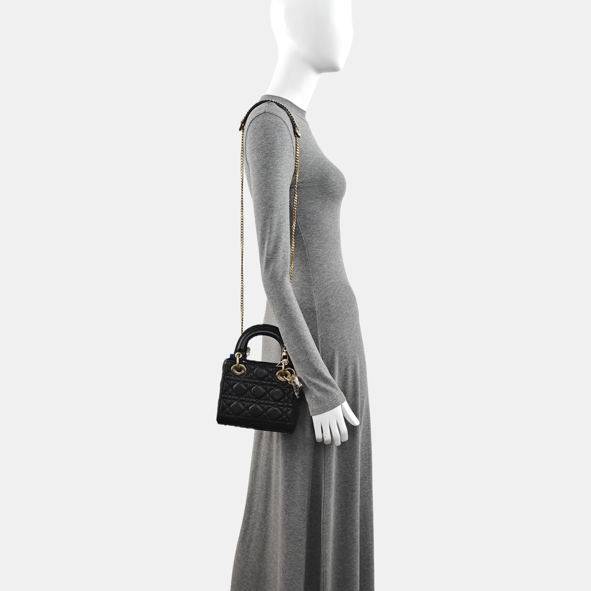 Lady Dior Mini Cannage Lambskin Black