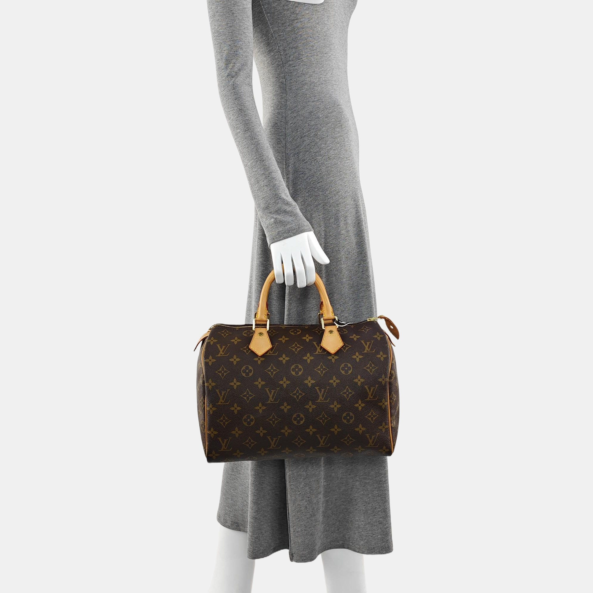 Authenticated pre-owned  SPEEDY 30 Monogram Coated Canvas Brown - Top Handle Bag at Looply