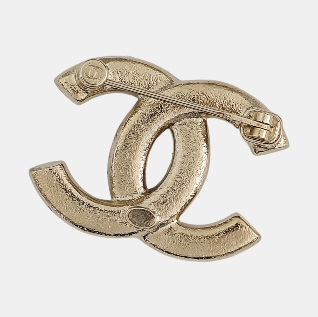 CC Logo Metal Gold Brooch