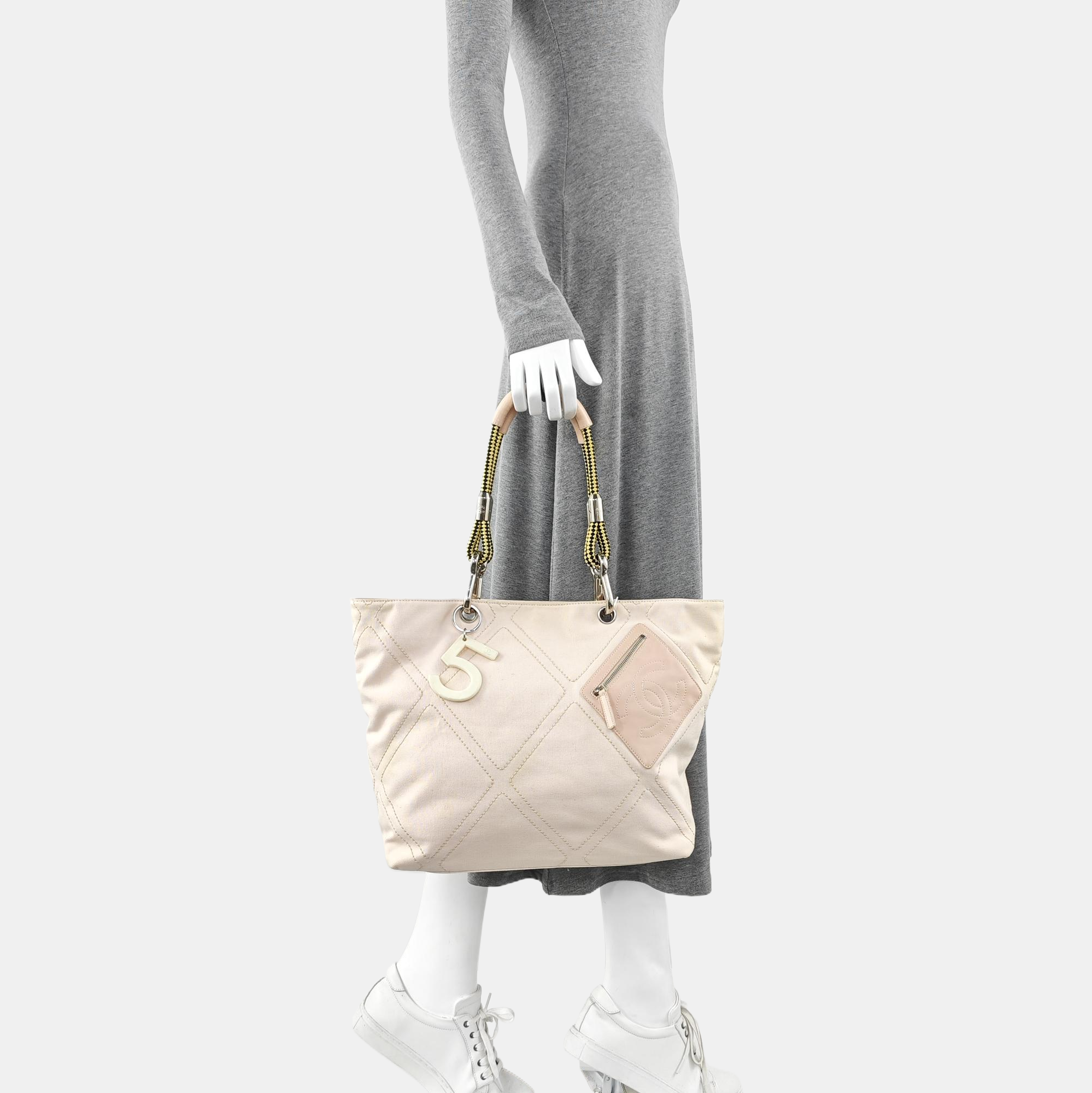 Quilted Canvas Tote Bag Pink