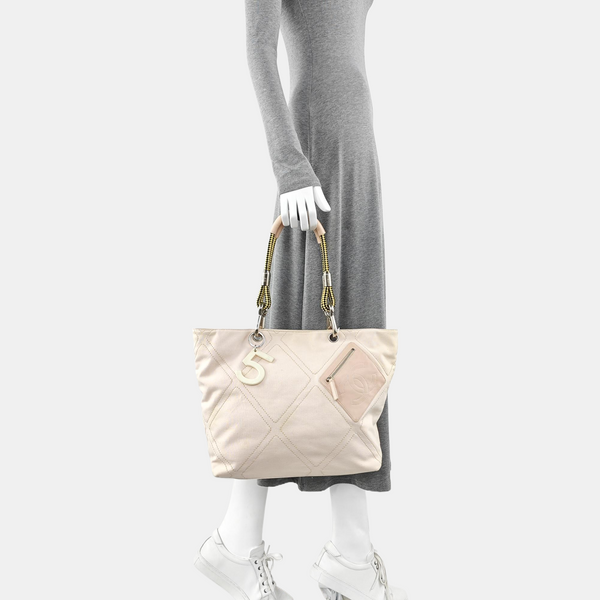 Quilted Canvas Tote Bag Pink