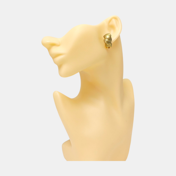 Twist Round Metal Gold Clip On Earrings