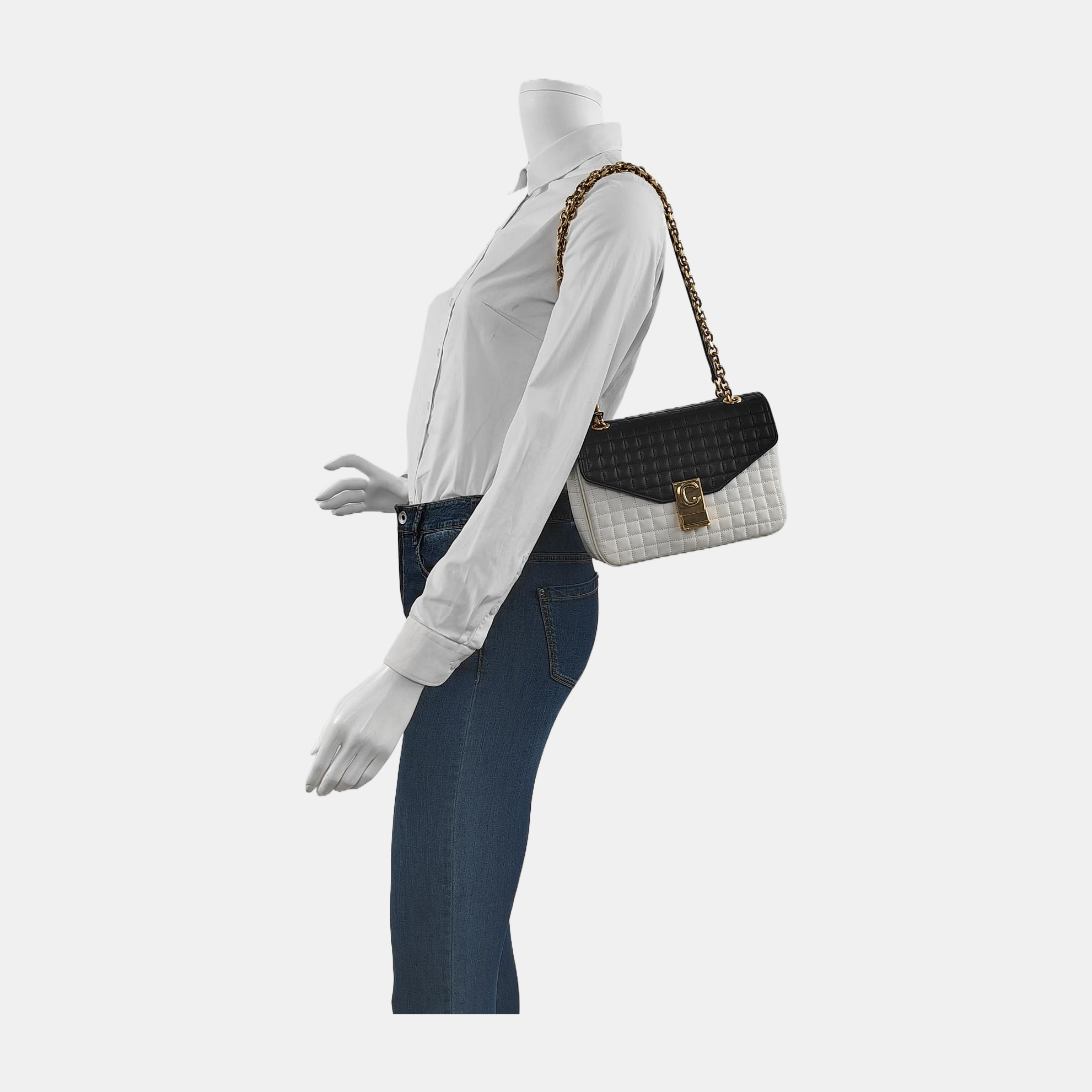 Authenticated pre-owned  C Medium Quilted Calfskin White - Shoulder Bag at Looply