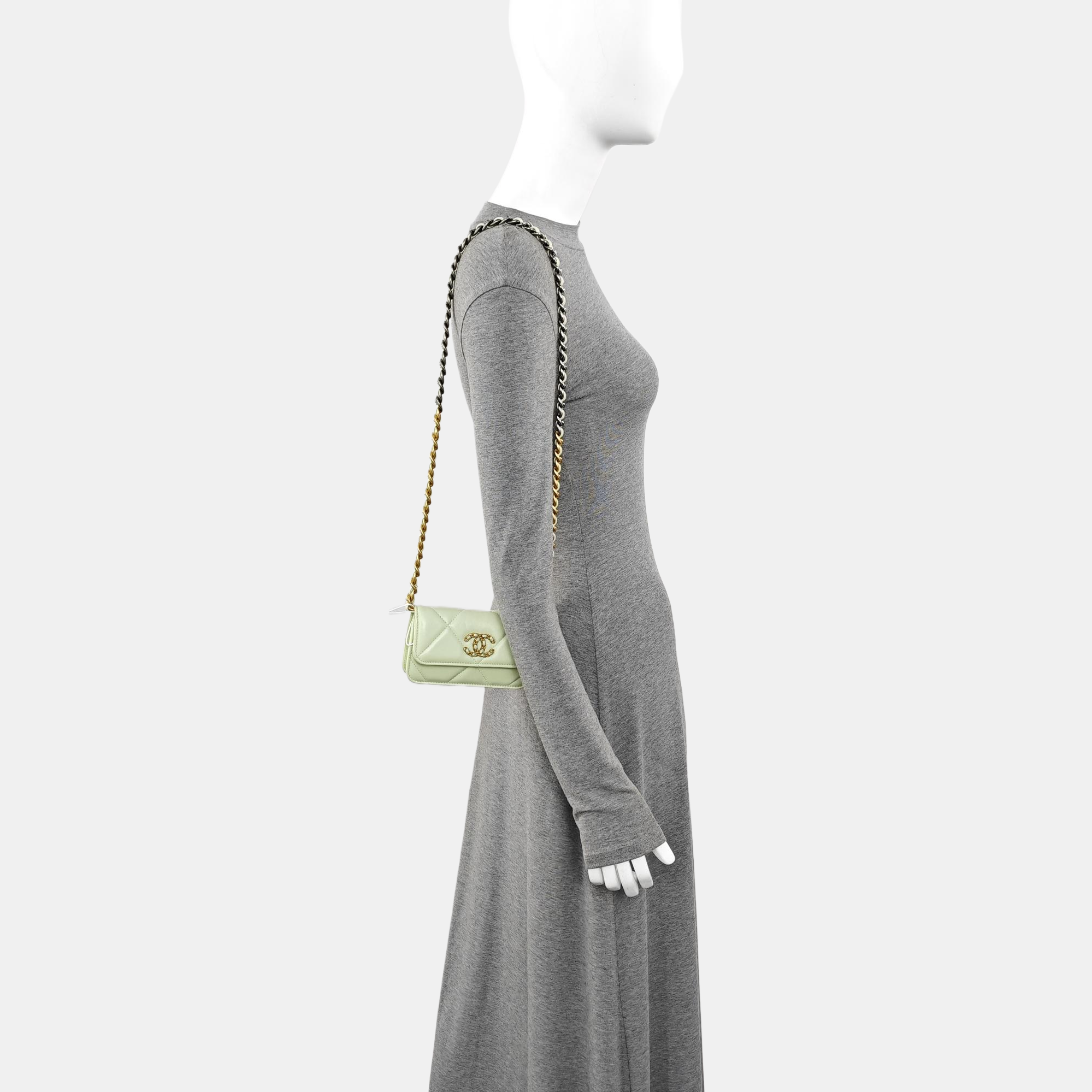 CHANEL 19 Small Quilted Lambskin Green