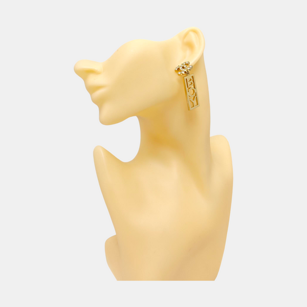 CC Logo Metal Gold Stud Earrings