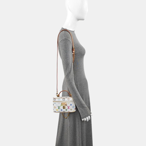 LV × TM Vanity Chain Pouch Monogram Coated Canvas White