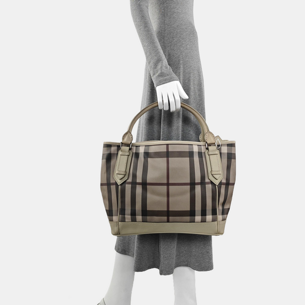 Coated Canvas Top Handle Bag Gray
