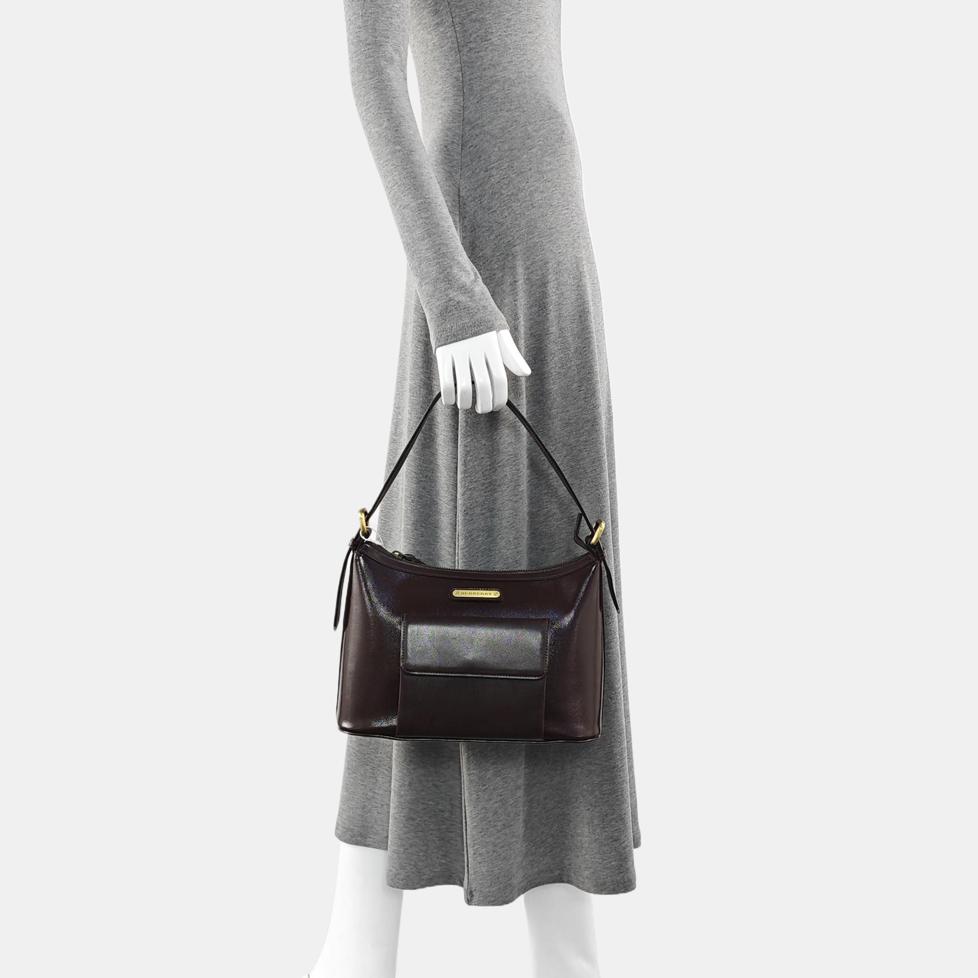 Calfskin Top Handle Bag Brown