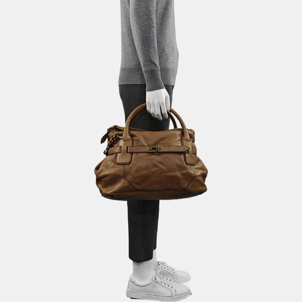 Calfskin Shoulder Bag Brown