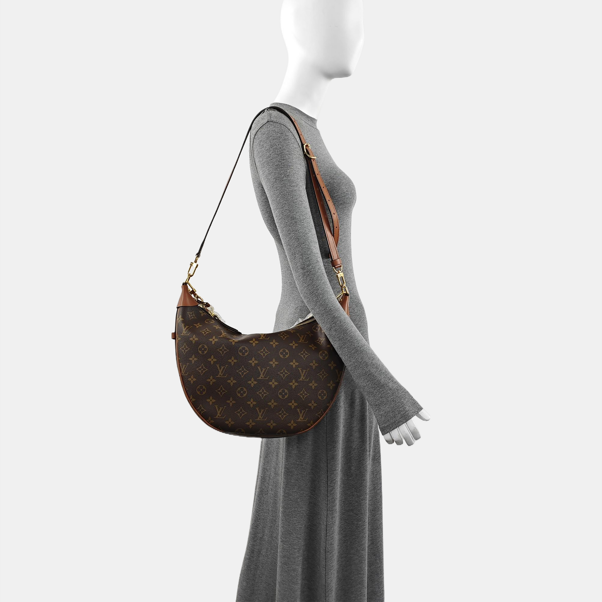LOOP HOBO Monogram Coated Canvas Brown
