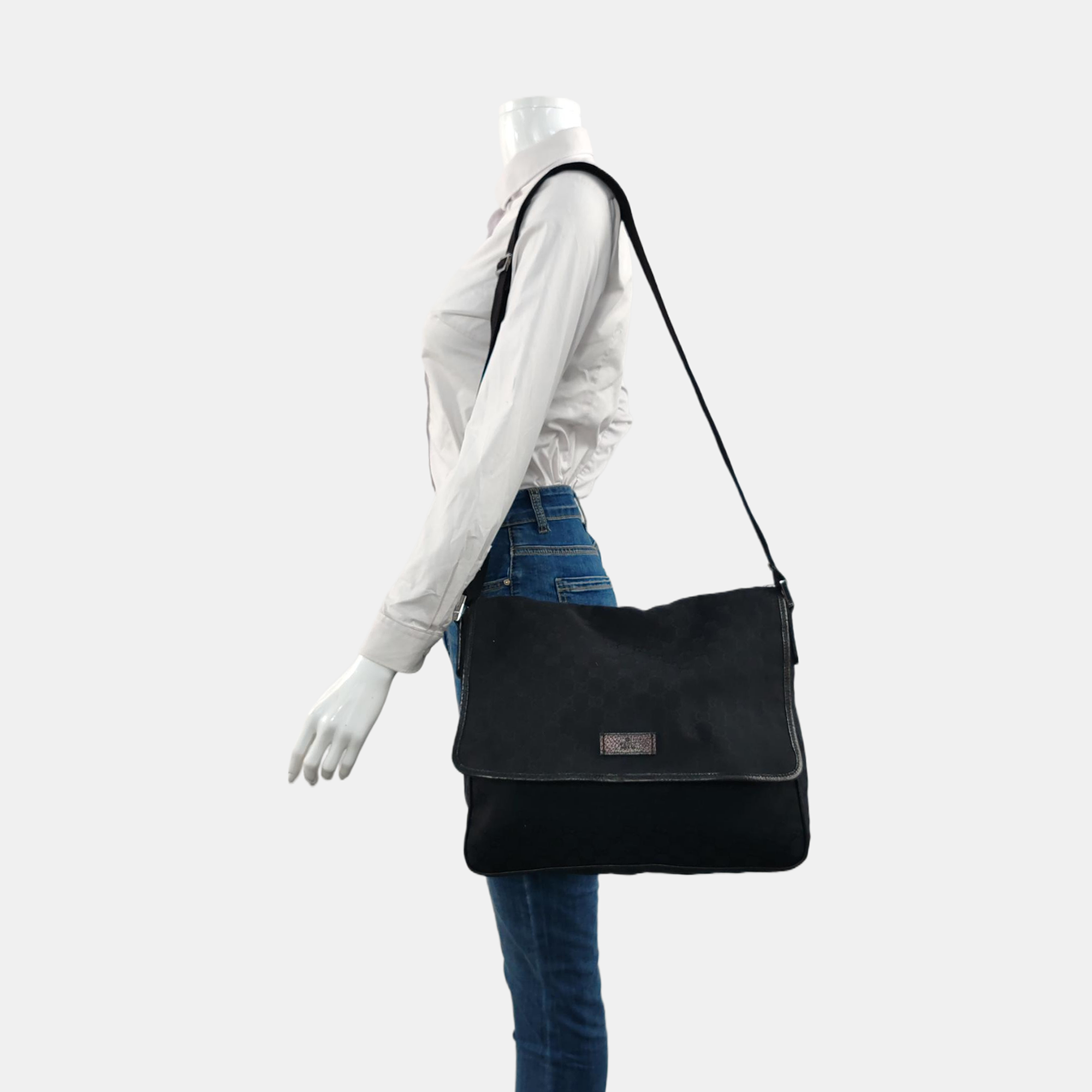 Monogram Fabric Shoulder Bag Blue