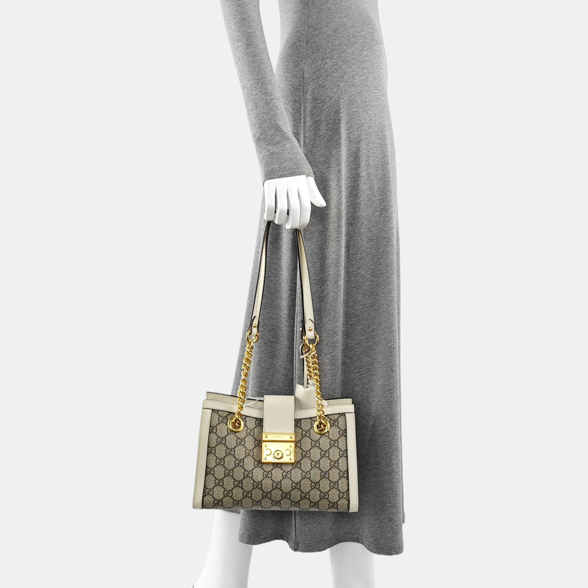 Padlock Small Monogram Coated Canvas Beige