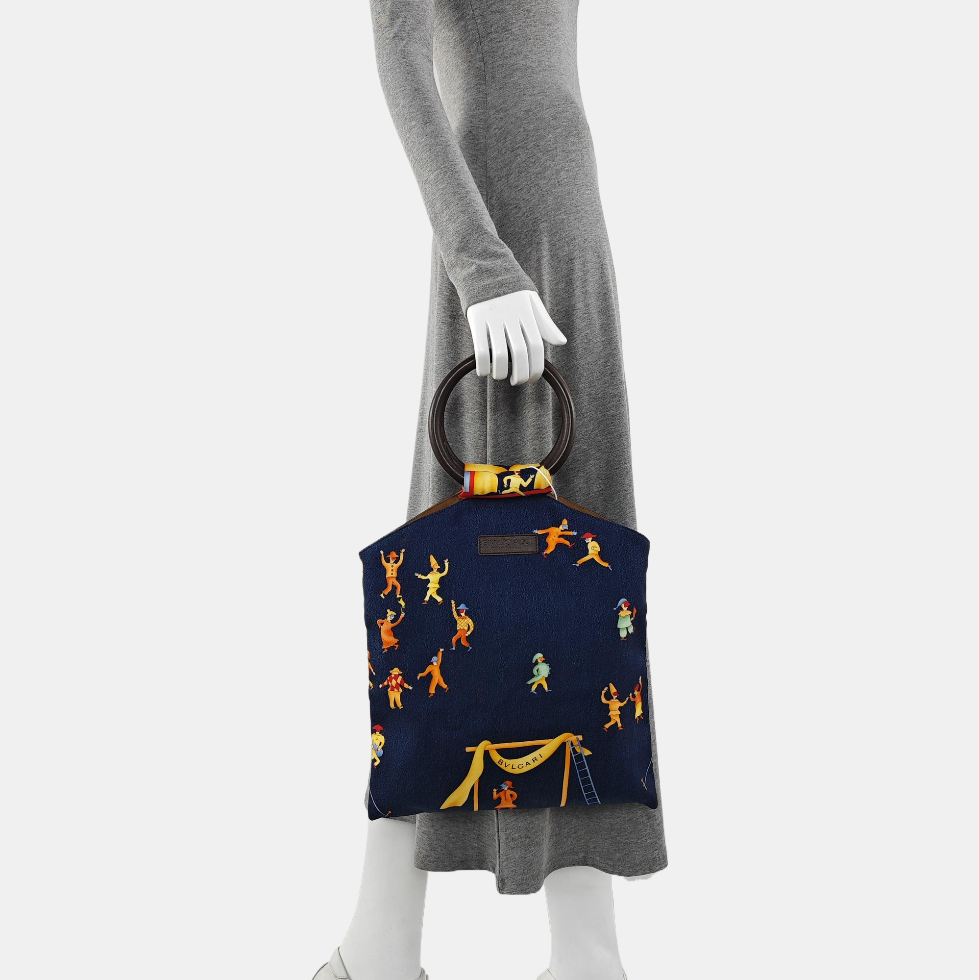 Fabric Top Handle Bag Blue