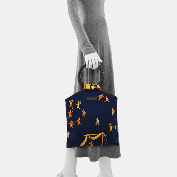 Fabric Top Handle Bag Blue
